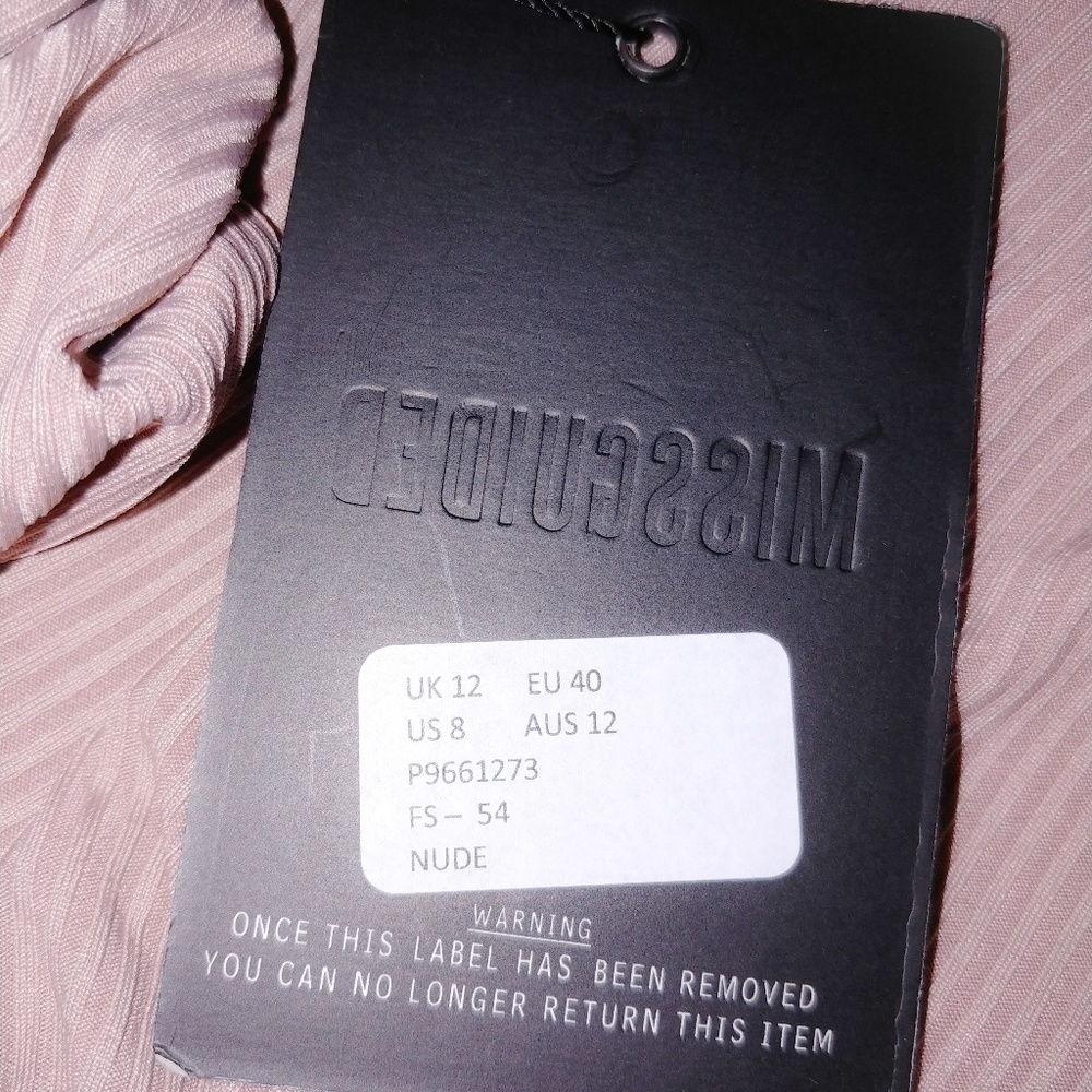 Missguided ribbed onesie romper stretch nude nwt - Picture 4 of 5